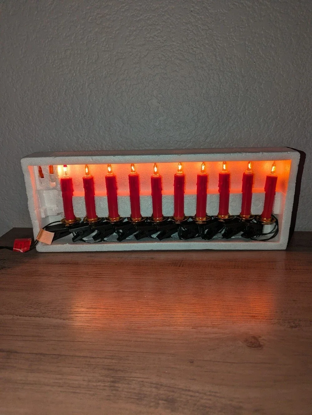 Vintage Christmas Candle Light Set 10 Single Flashing Red NIB Willis Electric